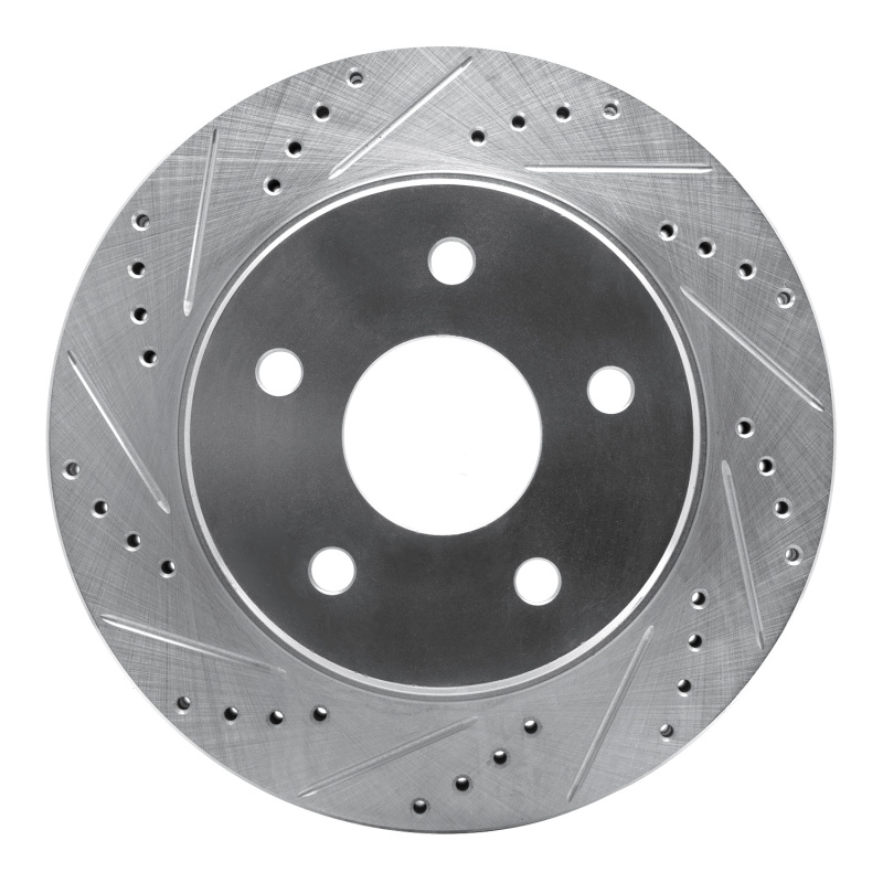 Chrysler Aspen Brake Rotor (1) - Front Left - R1 Concepts - Drilled & Slotted - Silver - `02-`24